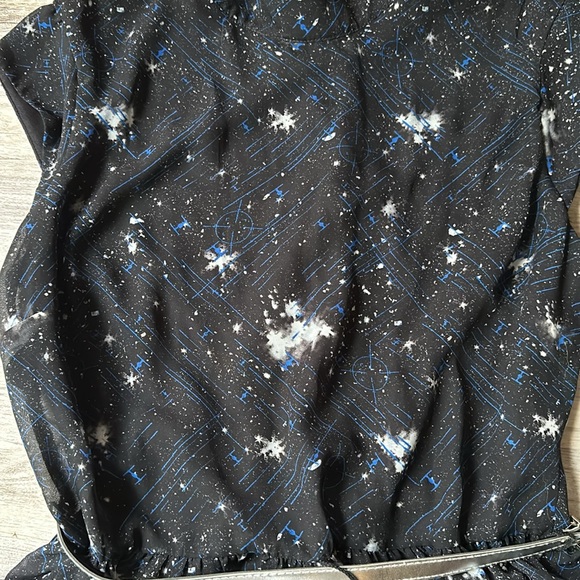 Blue and Black Star Wars Dress with tie fighters and silver belt - Picture 2 of 8